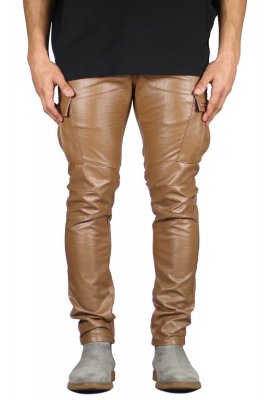 Brown Leather Cargo Pants