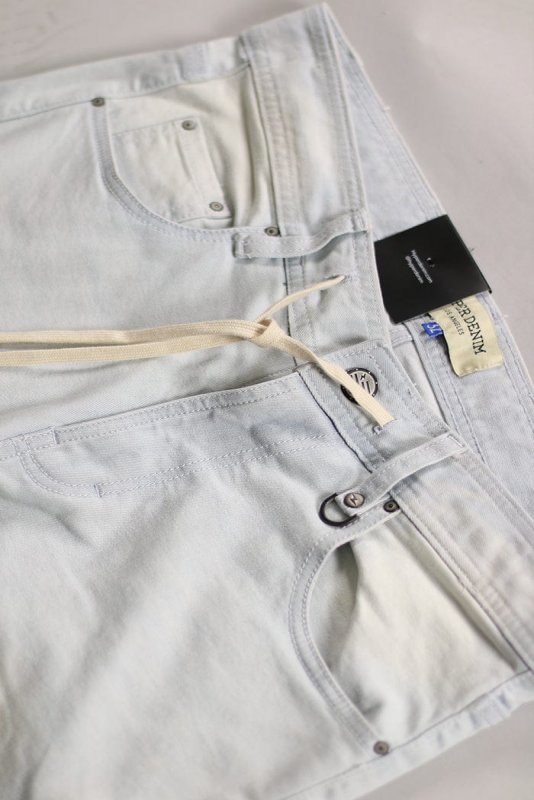 White Blue Stack Zipper Jeans