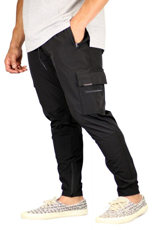 Black Cool Nylon Zipper Pants