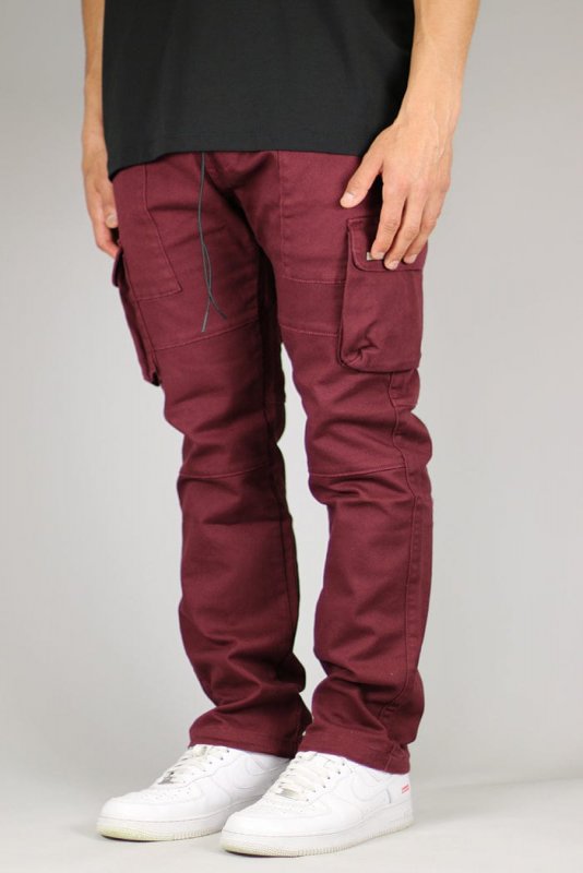 Burgundy Straight Cargo Pants