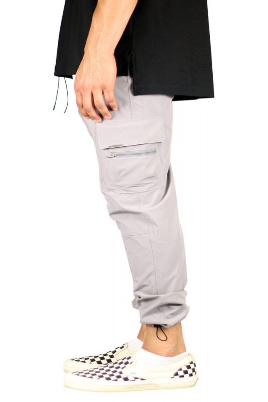 Gray Cool Nylon Cargo Pants