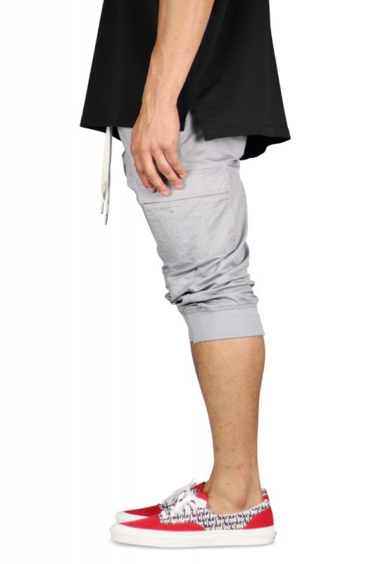 Gray Cargo Jogger Shorts