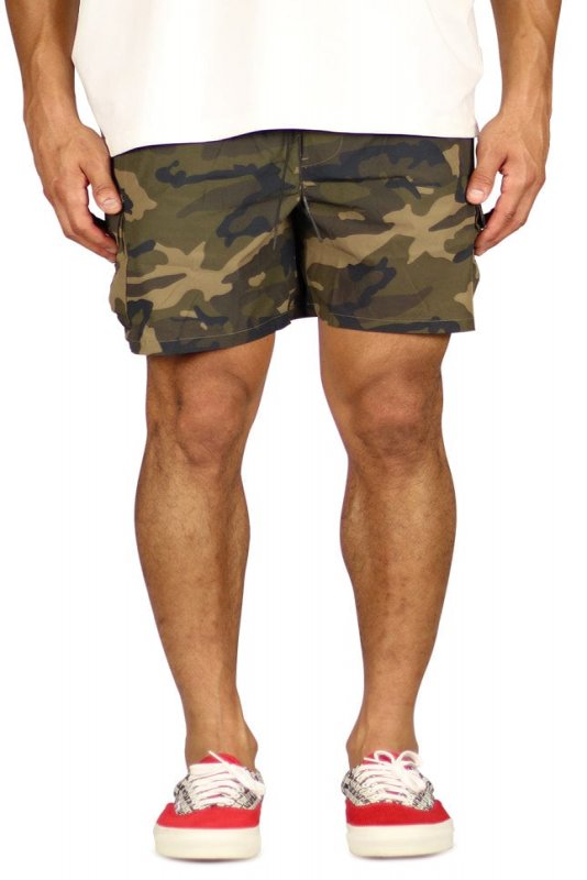 Olive Camo Cool Nylon Cargo Shorts
