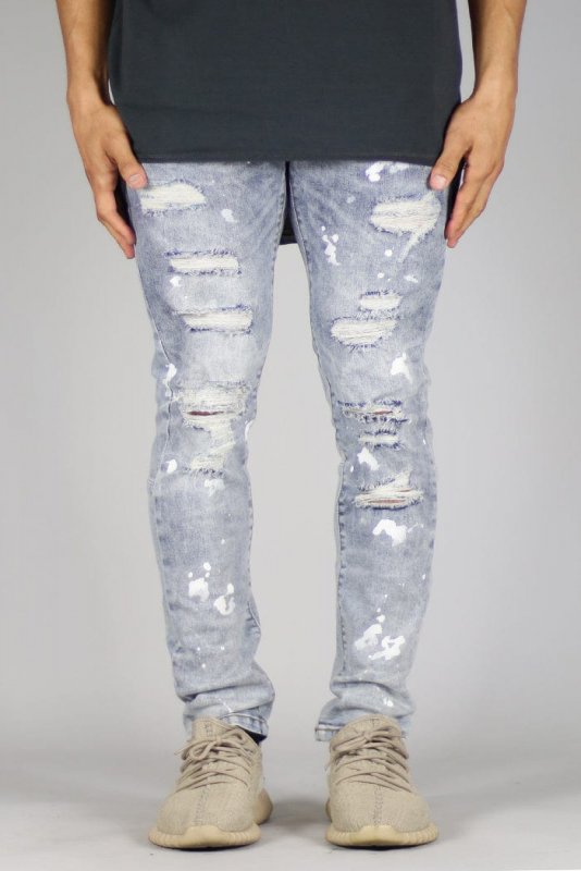 LT.Blue Rag Splatter Jeans