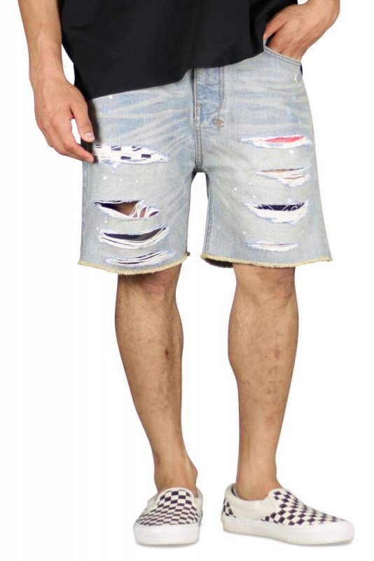 Indigo Patch Denim Shorts