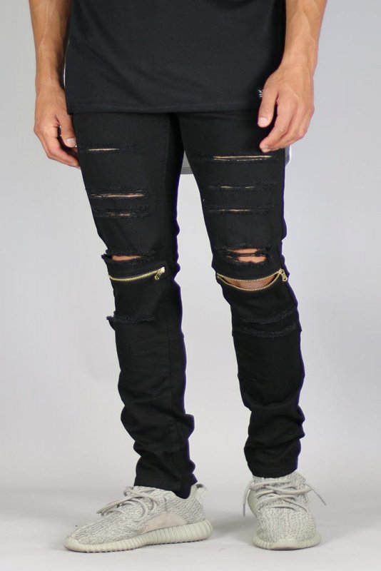 Black Knee Zipper pants