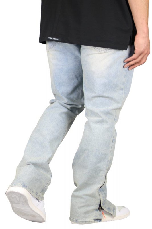 LT. Blue Flare Zipper Jeans