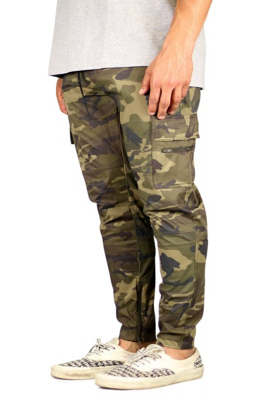 Olive Camo Cool Nylon Zipper Pants