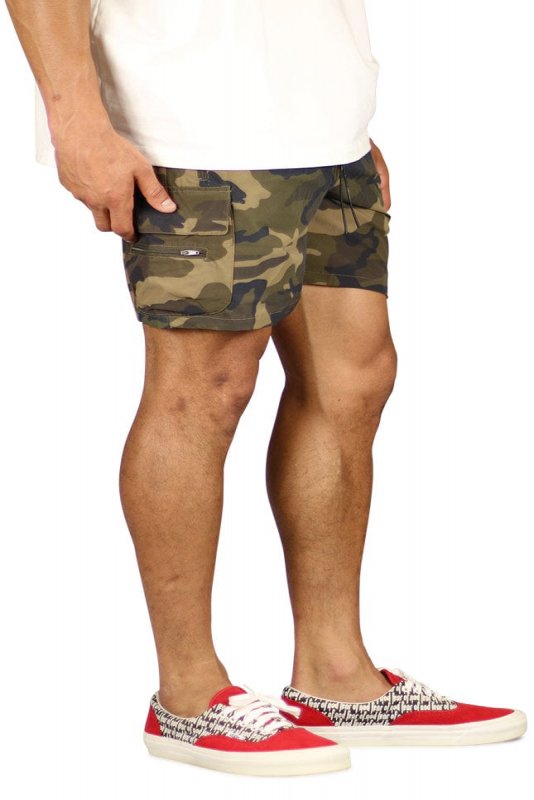Olive Camo Cool Nylon Cargo Shorts