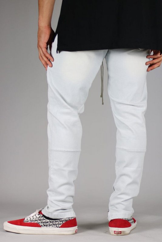 White Blue Stack Zipper Jeans