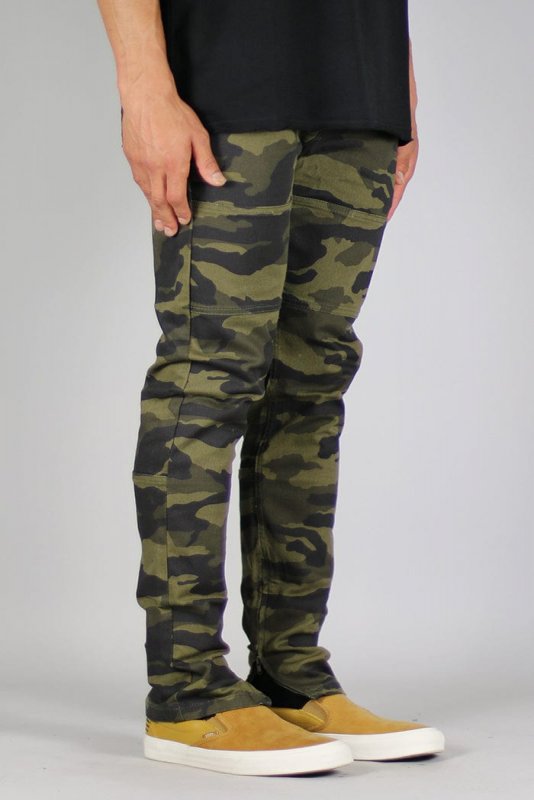 Olive Camo Zipper Pants