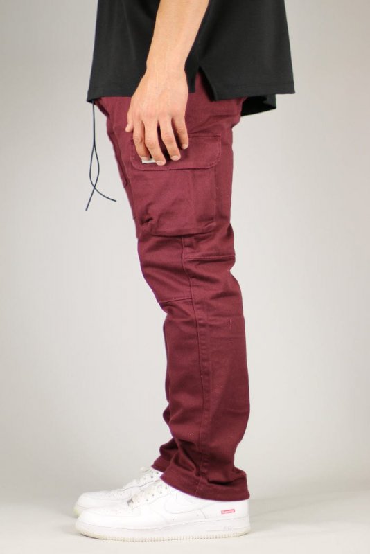 Burgundy Straight Cargo Pants