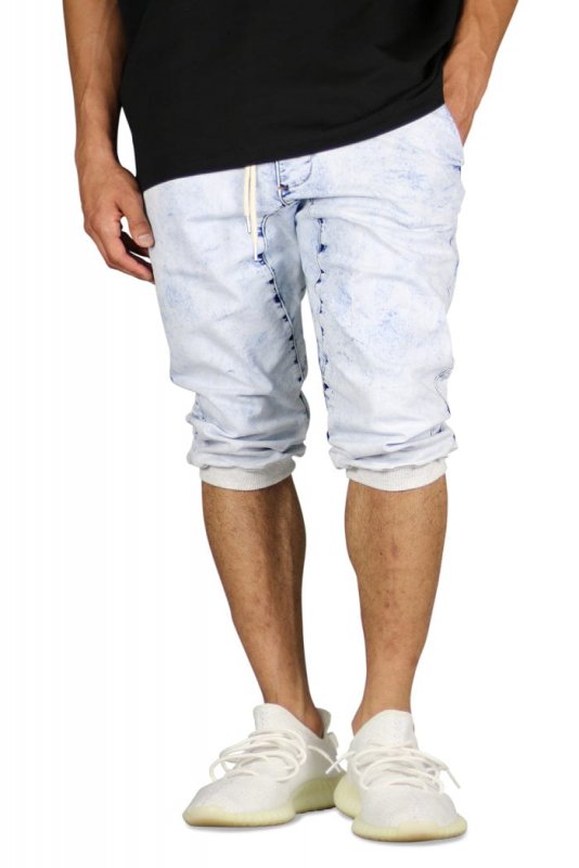 Acid Blue Denim Jogger Shorts