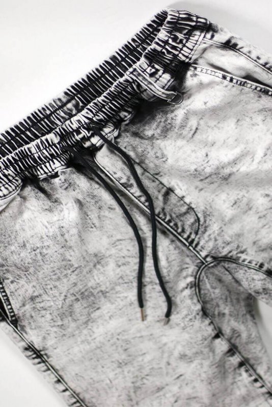 Acid Black Denim Jogger Shorts