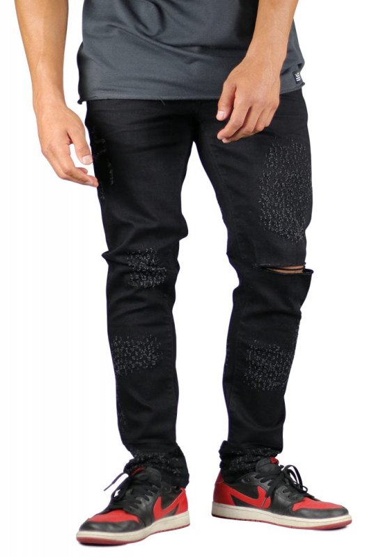 Jet Black Slit Jeans