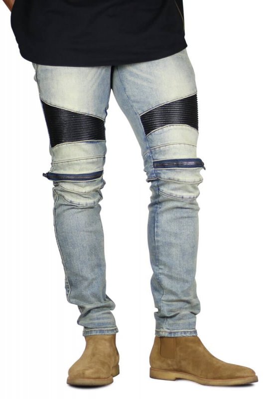Indigo Moto Zipper Jeans