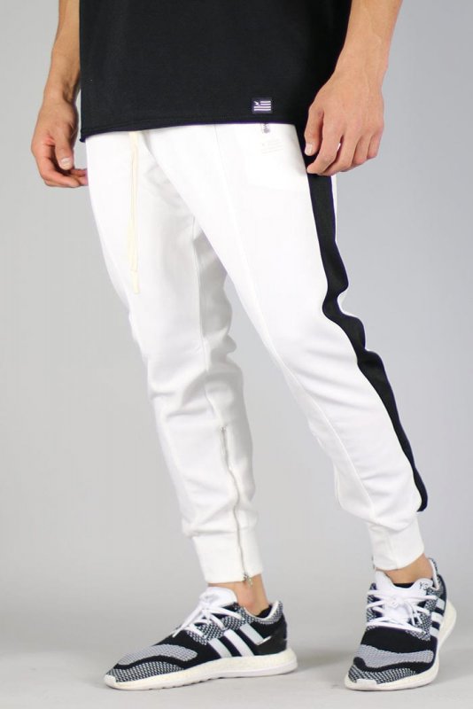 White Track Zipper Joggers