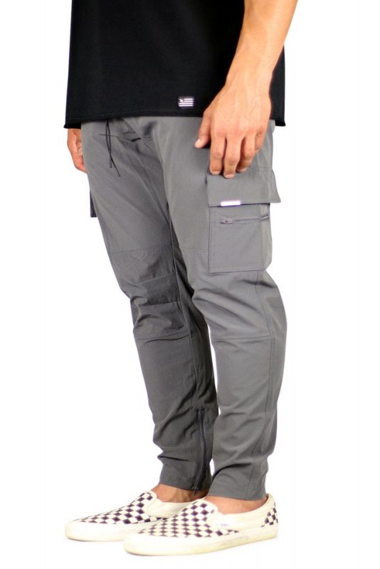 Charcoal Cool Nylon Zipper Pants
