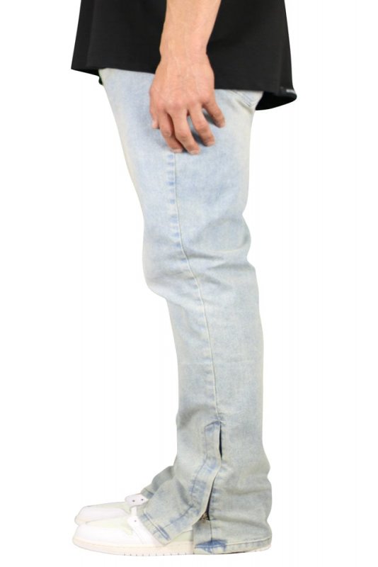 LT. Blue Flare Zipper Jeans
