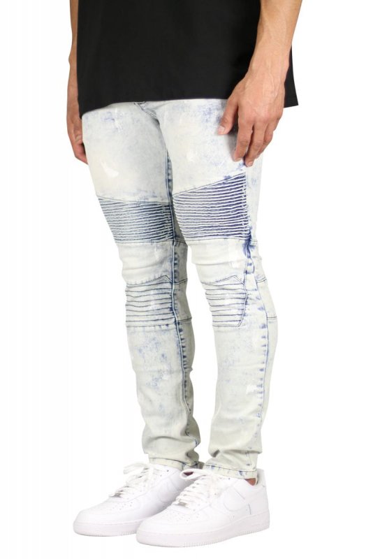 Bleach Blue Biker Jeans