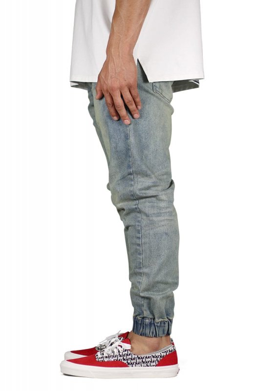 Indigo Drop Crotch Denim Joggers