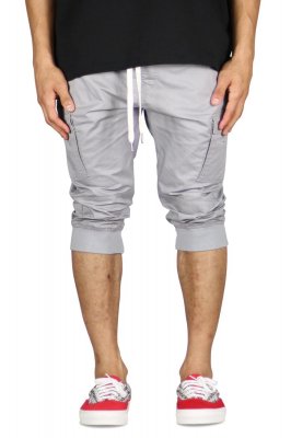 Gray Cargo Jogger Shorts