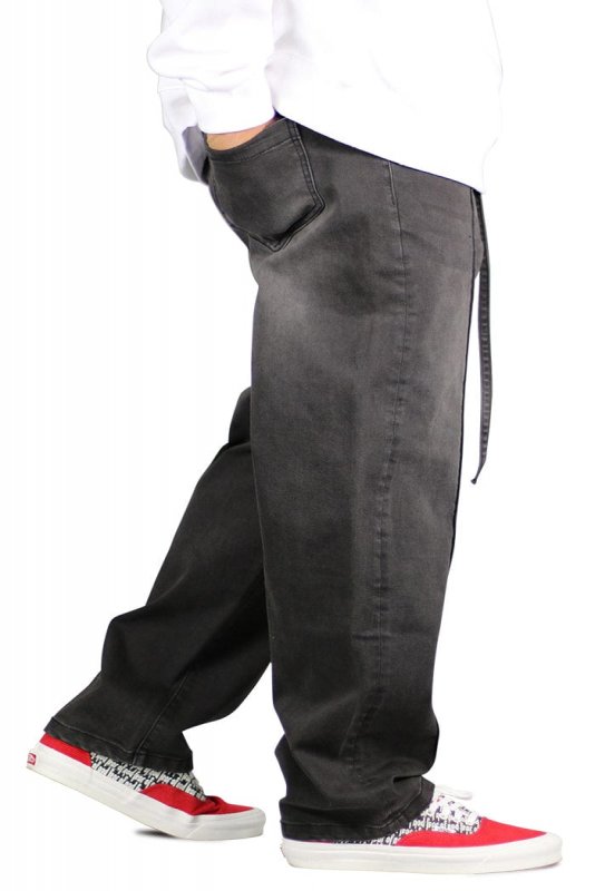 Fade Black Pleated Baggy Wide Jeans