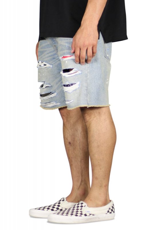 Indigo Patch Denim Shorts