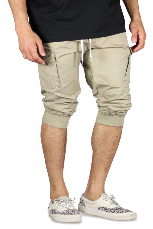 Khaki Cargo Jogger Shorts
