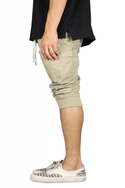 Khaki Cargo Jogger Shorts