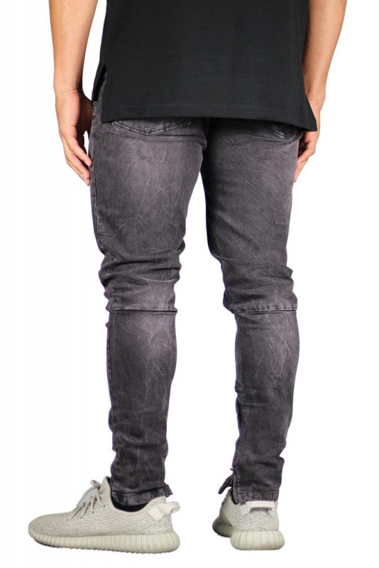 Fade Black Stack Zipper Jeans