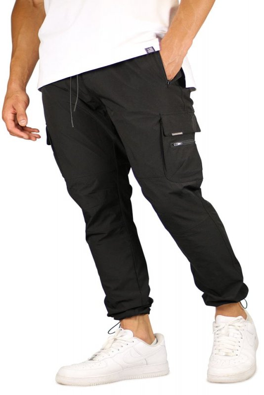 Black Cool Nylon Cargo Pants