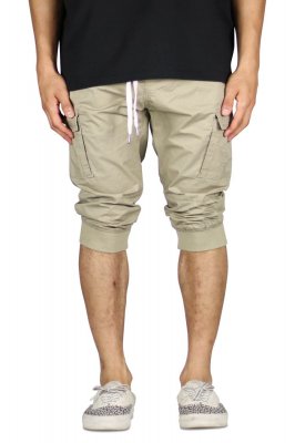 Khaki Cargo Jogger Shorts