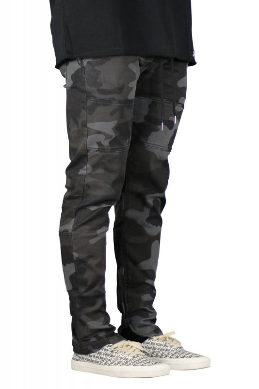 Black Camo Zipper Pants