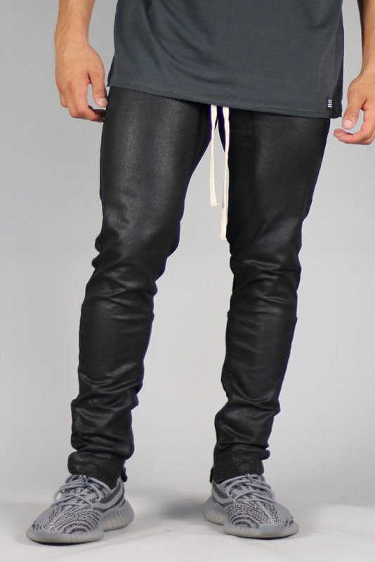 Wax Coated Stack Zipper Jeans
