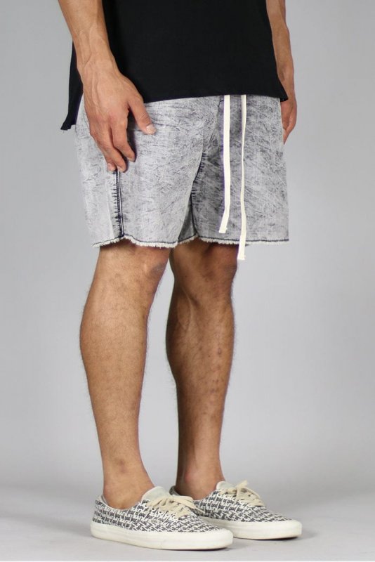 Stone Gray Drop Denim Shorts