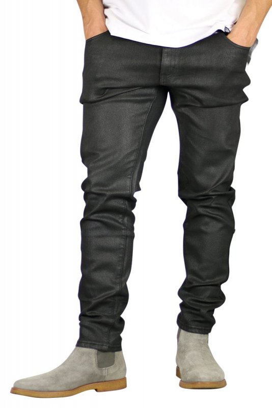 Wax Coated Slim Tapered Jeans