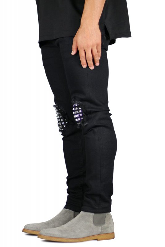 Jet Black Studded Jeans