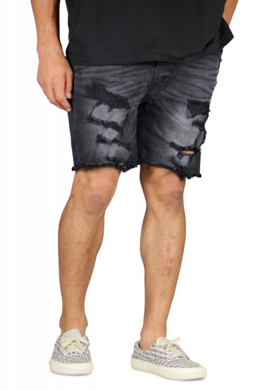 Black Thrasher Denim Shorts