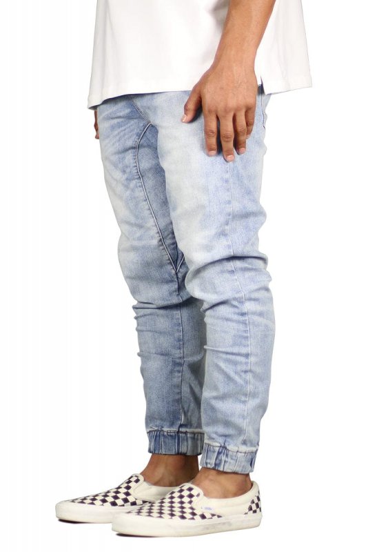 LT.Blue Drop Crotch Denim Joggers