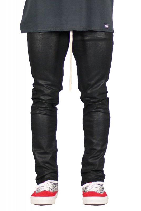 Wax Coated Stack Zipper Jeans