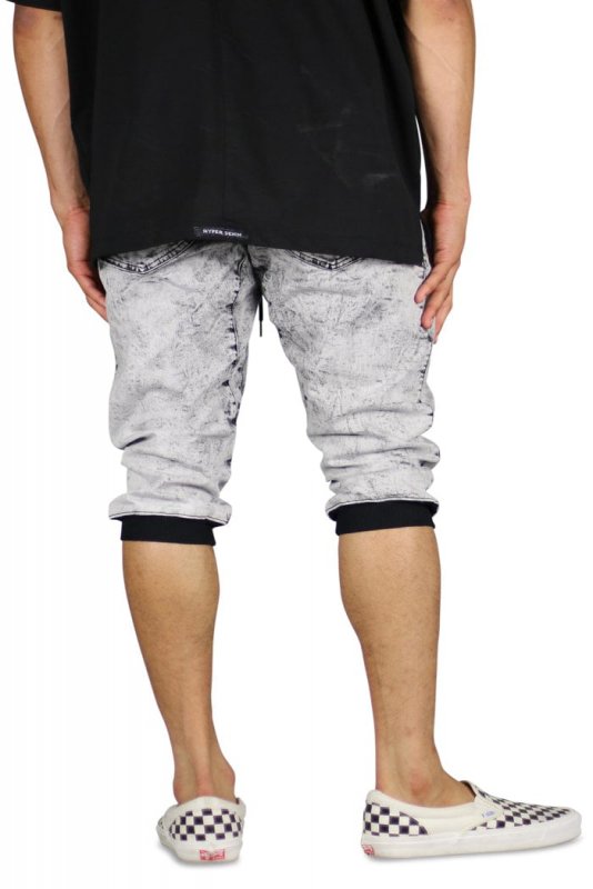 Acid Black Denim Jogger Shorts