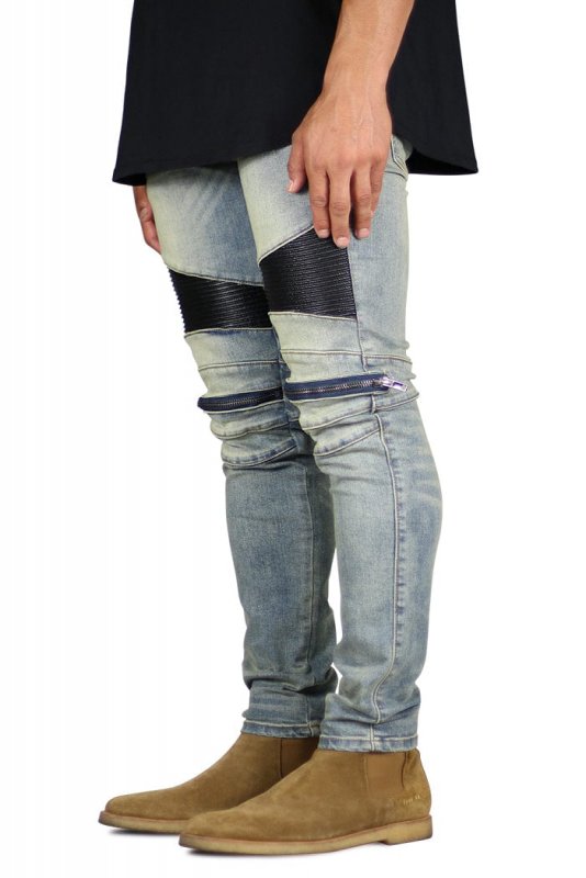 Indigo Moto Zipper Jeans