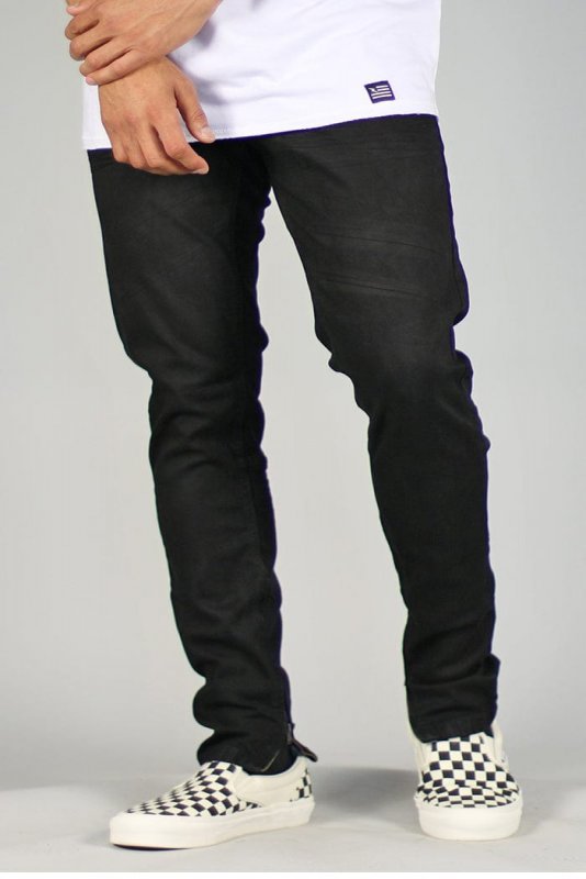 Jet Black Stack Zipper Jeans
