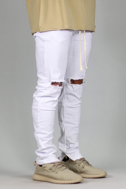 White Nate Zipper Pants