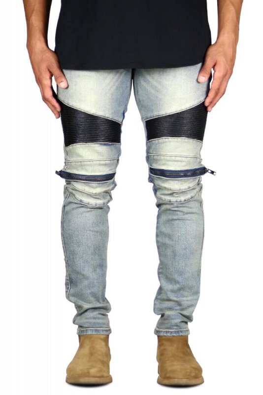 Indigo Moto Zipper Jeans