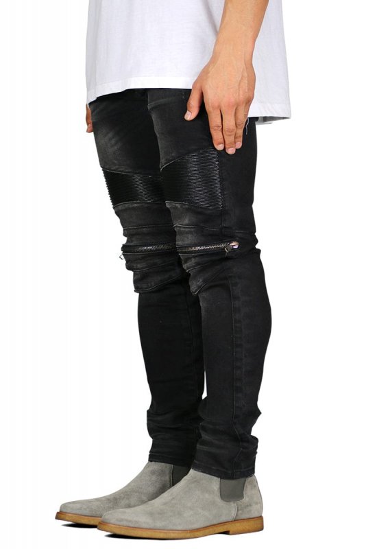 Black Moto Zipper Jeans