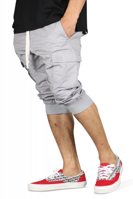 Gray Cargo Jogger Shorts
