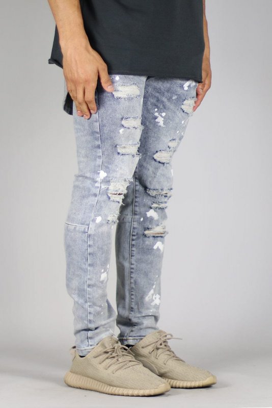 LT.Blue Rag Splatter Jeans