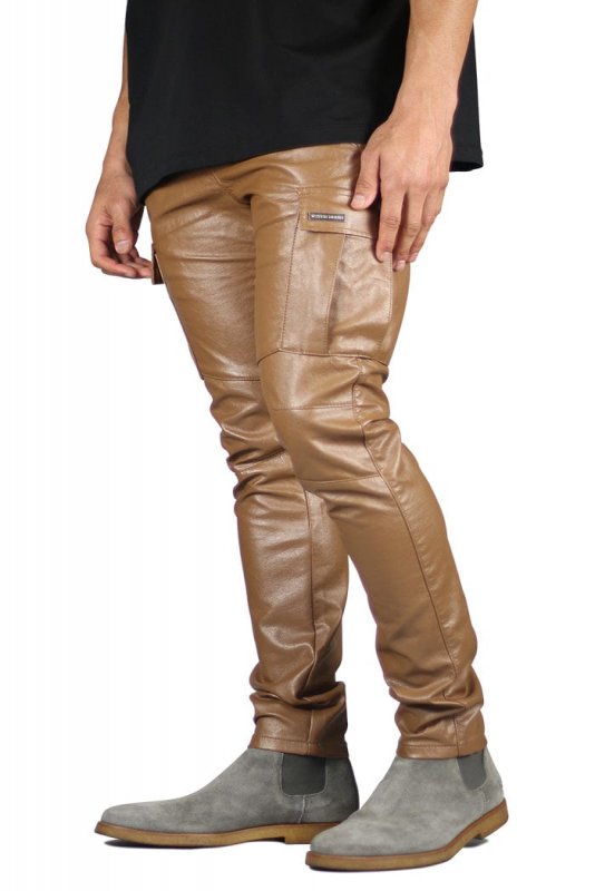 Brown Leather Cargo Pants